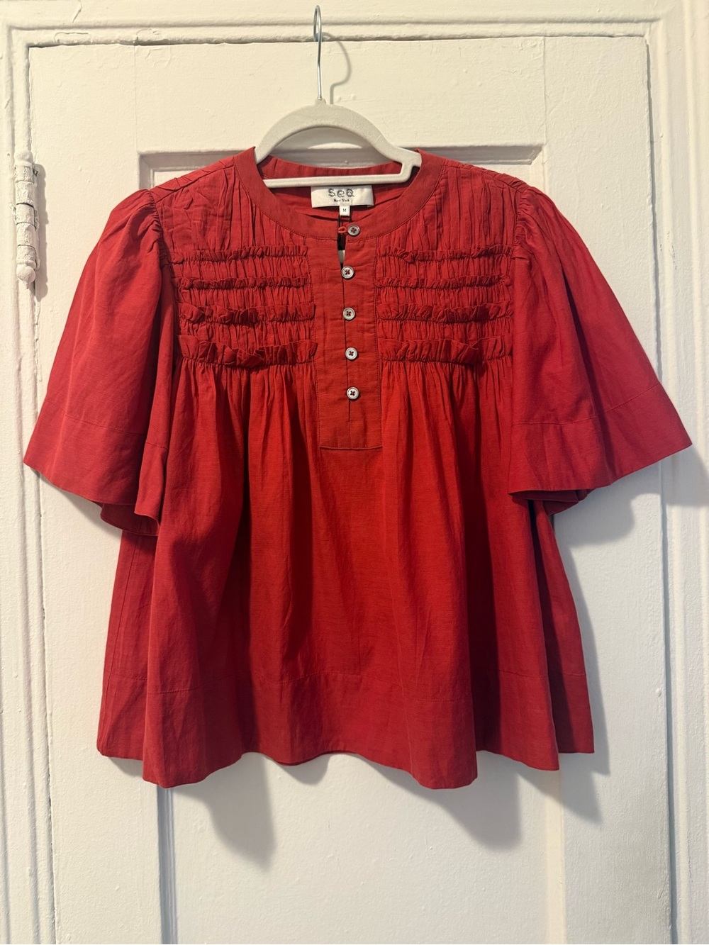 Sea New York Nomi Smocked Button-Front Top NWT